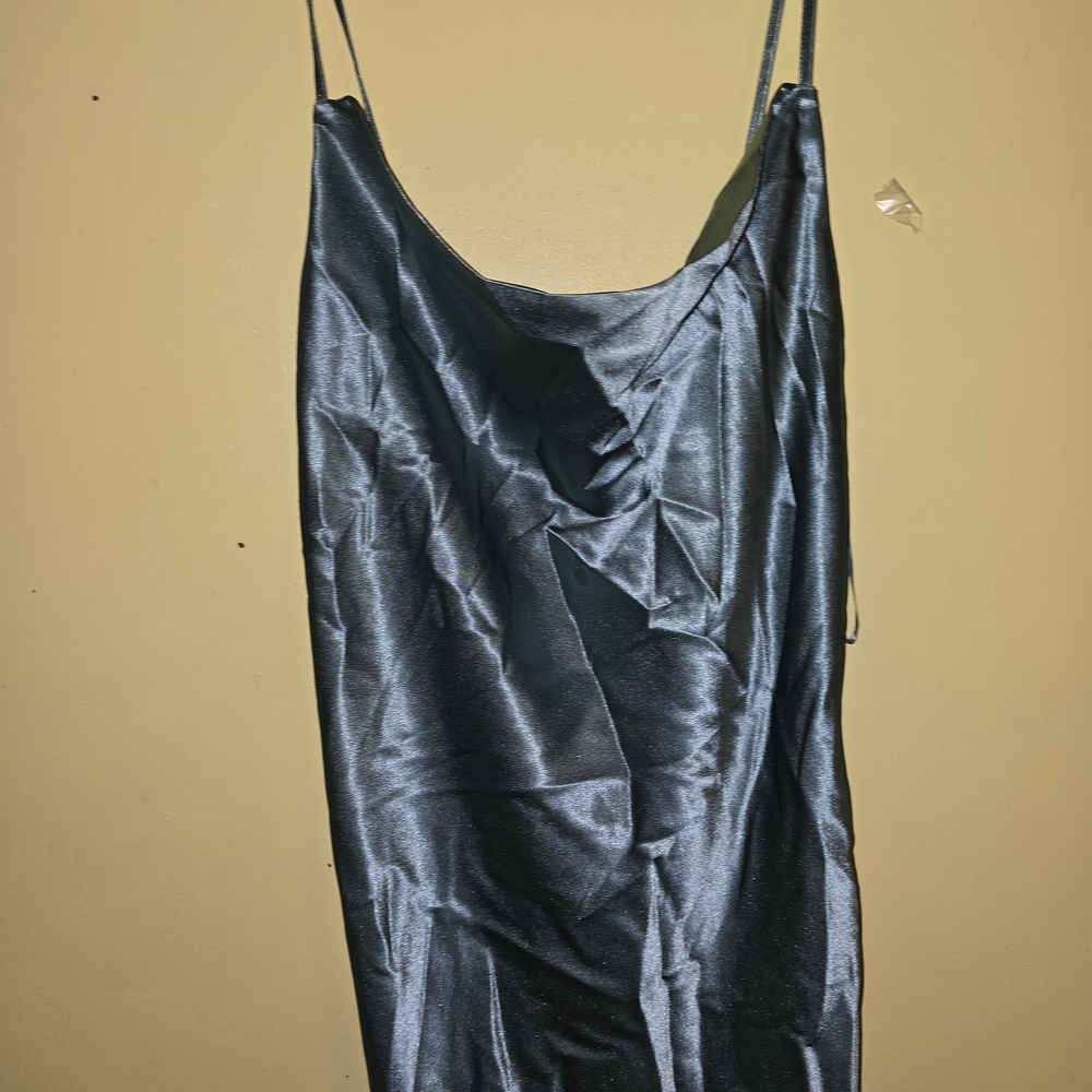Birdy Grey Satin Teal Slip Dress - Picture 7 of 7
